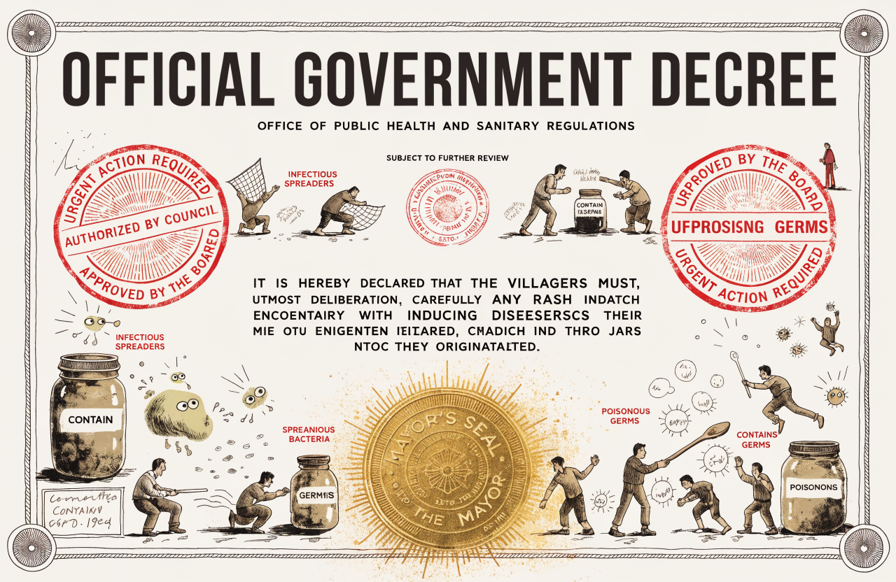 Ilustrație editorială cu un sat pe o colină și un drum lung șerpuitor spre un spital îndepărtat